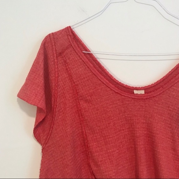 Free People | Red Orange Crop Tee Distressed XS - Picture 2 of 6